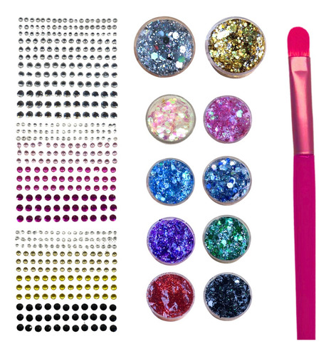 Kit Glitter Bar Strass Autoadhesivo X 3 + 10 Glittergel