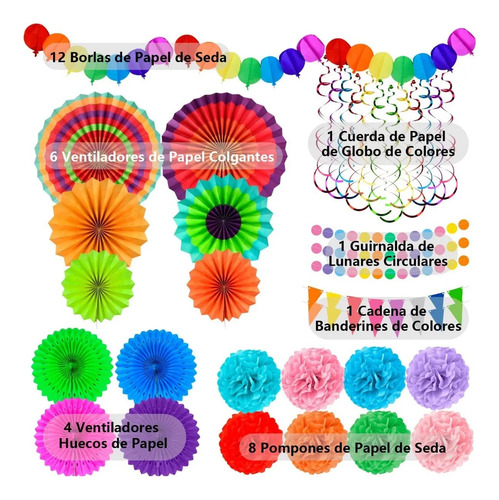 Kits De Abanicos De Papel Con Forma De Corona Para Decoració