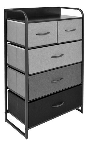 Mueble Buro Organizador Comoda 5 Cajoneras Tela Moderno Color Negro