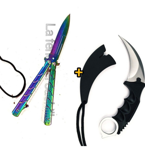 Navaja Mariposa Tornasol Prof + Regalo Cuchillo Karambit 