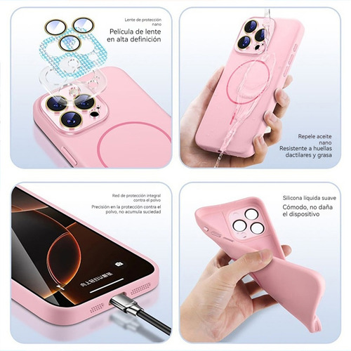 Funda Magnética Silicona Lente Total Para iPhone 14/15/16