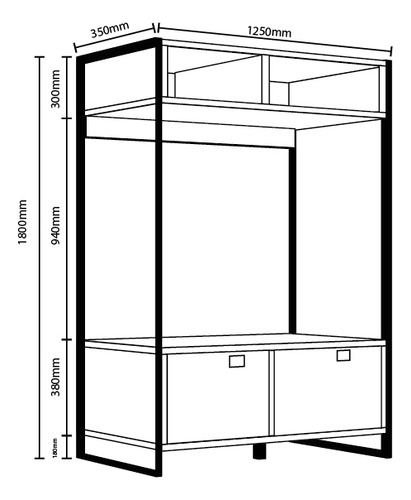 Modular Industrial Steel Delos Mesa De Tv 50 2 Puertas Roble Termo Negro No