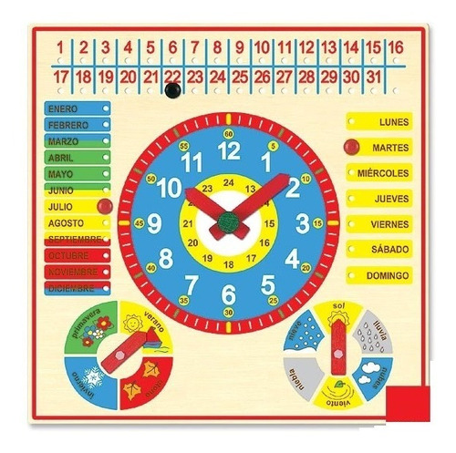 Reloj Calendario De Madera Para Niños