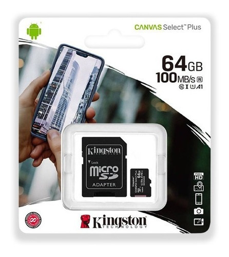 Imagen 1 de 3 de Memoria Micro Sd 64 Gb Kingston Clase 10 Original