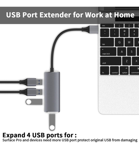 1 Usb C Hub Disco Duro Tableta Impresora Mouse Expansor 3