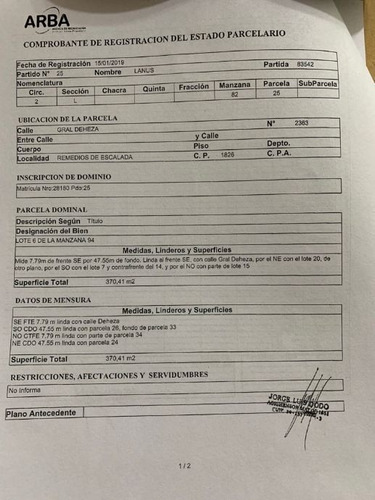 Imagen 7 de 9 de Lote En Venta En Lanus Este