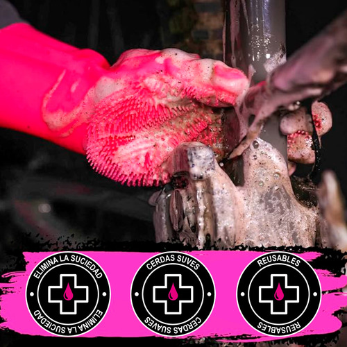 Guantes Muc-off de Fregado Profundo Para Lavar Auto Moto Bici De Silicona Con Cerdas Suaves Talle M