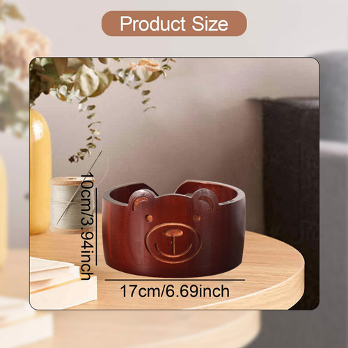 Cuenco De Madera Para Hilo, Cuenco De Ganchillo, Oso Rojo