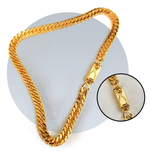 Pulseira Masculina Moeda Antiga Banhada A Ouro 18k 4mm Comprimento 20 Cm Cor Dourado Diâmetro 4 Cm