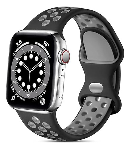 Correa Deportiva Para Apple Watch 42mm A 49mm Negro Y Gris