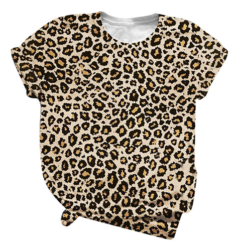 Bonita Blusa Tipo Jersey Con Estampado De Leopardo Para Muje
