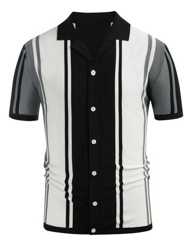 Camisa De Boliche Clássica De Manga Curta Com Botões Para
