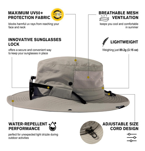 Sombrero Top-ex Uv50 Ala Ancha L/xl/xxl Impermeable Pesca Color Talle
