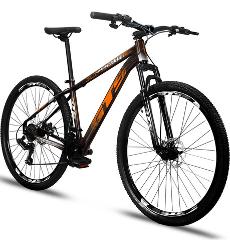 Bicicleta Aro 29 Gts Supreme Câmbios Shimano 21v Freio Disco Cor Preto/Laranja Tamanho do quadro 17 "