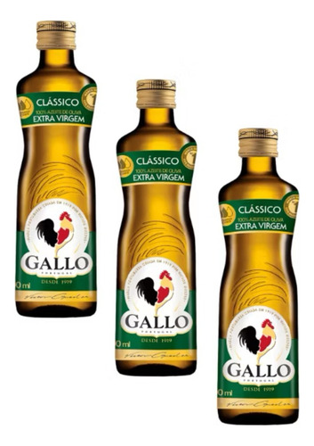 Kit Com 03 Unidades Azeite Gallo Extra Virgem Clássico 250ml