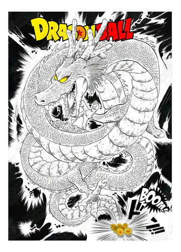 Dragon Ball Shen Long Poster Diseño Anime Color 3 Tonos