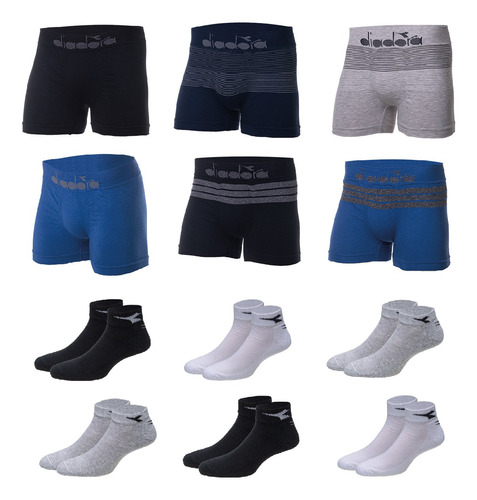 Combo 12 Boxer + 12 Pares De Soquetes Diadora Hombre Surtido