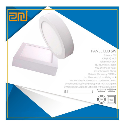 Panel Led 6w Sobreponer Luz Blanca Redondo Certificados