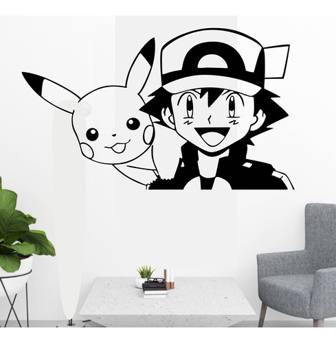 Vinilo Para Pared - Anime - Pókemon - Ash Y Pikachu