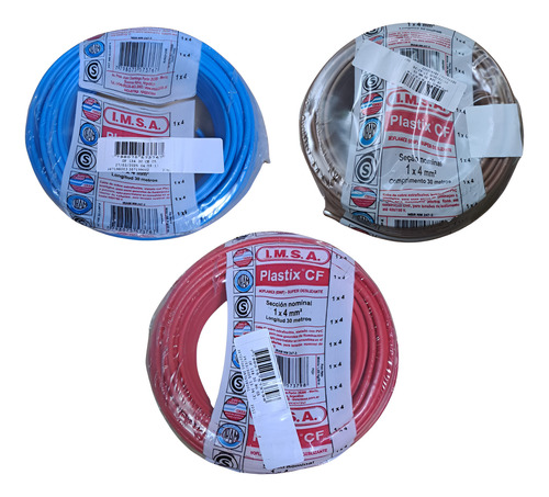 3 Rollos Cable Imsa Flexible Iram Ignifugo 4mm X 30mts