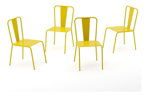 Set 4 Sillas Metálicas Nuuk Comedor Cafetería - Estructura De La Silla Amarillo