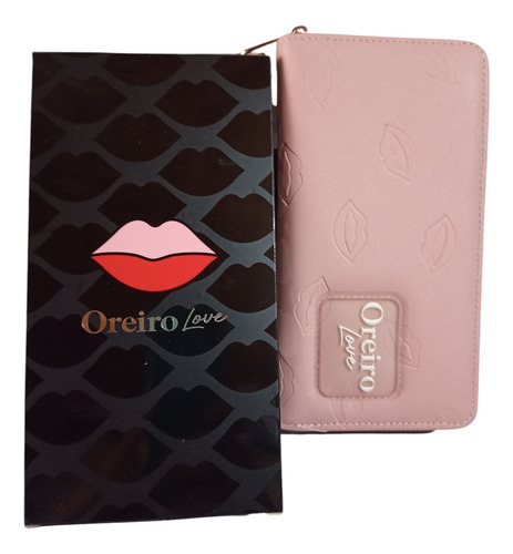 Billetera Oreiro En Caja Rosa Claro Liso