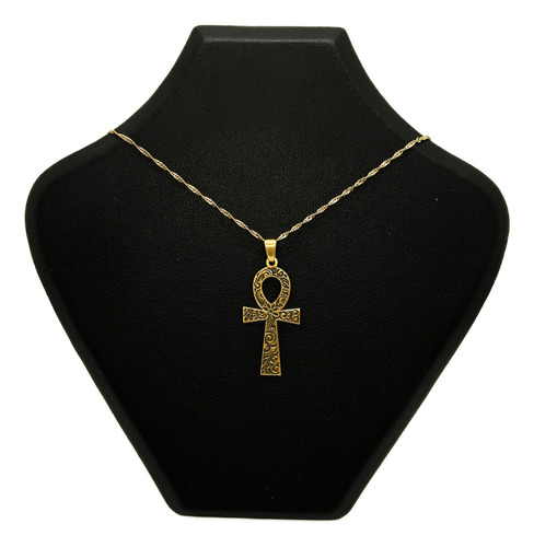 Cadena Y Dije Cruz Llave Anj Egipcia Jeroglificos Oro 18k Oro 18k 50 Cm