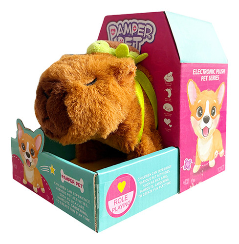 Peluche Capibara Con Mochilita Camina Mueve El Hocico Con Sonido Pamper Pet