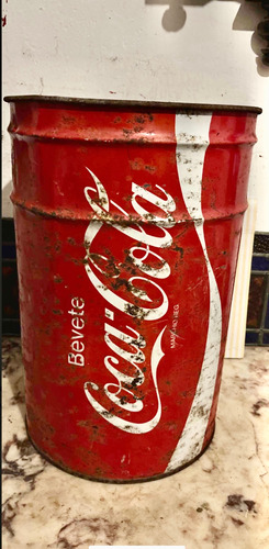 Recipiente Enorme 45cm Chapa Lata Coca Cola Tacho  Italiano 