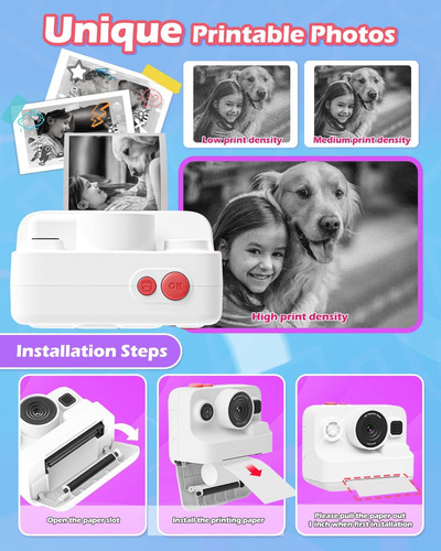 Cámara Digital Infantil Con Impresora, Para Niños De 3-12 Añ