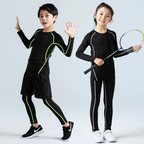 Set De Dos Piezas De Malla Negra Y Verde - Child Code