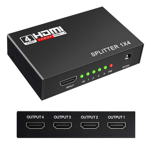 Switch Splitter 1 Entrada 4 Salidas Ultra Full Hd 4k Hdmi 1a