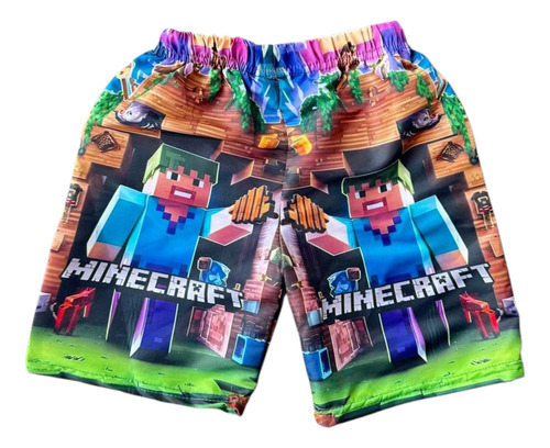 Short Traje De Baño Minecraft Sublimado Comodo Y A La Moda Multicolor Sublimado 4-5 Años