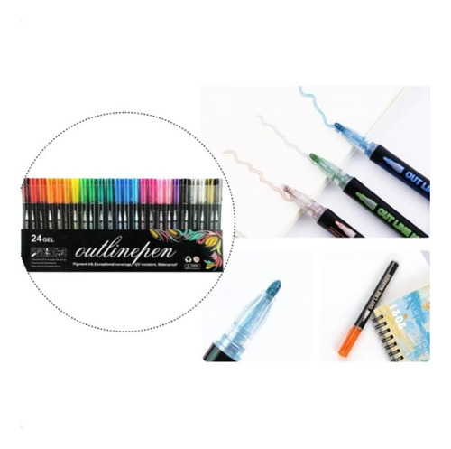 Marcadores Acrilicos 24 Pcs Outline Plumones Punta Fina