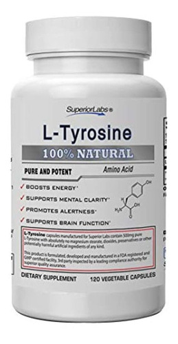 Superior Labs - Pure Natural L-tyrosine Nongmo - 500 Mg 120