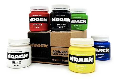 Pack Acrílicos Krack Colores Primarios 250ml 6 Uni