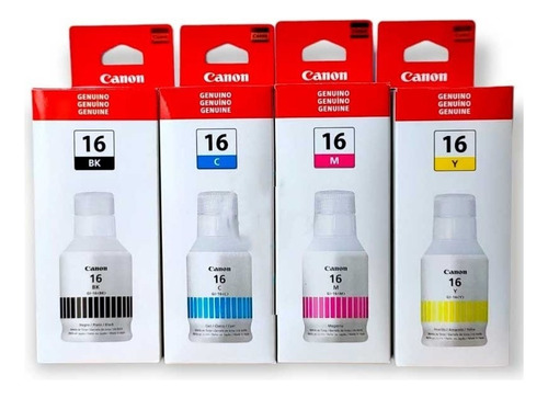 Kit Tintas Canon Gi-16 4 Colores (negro,magenta,cian,yellow)