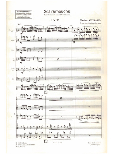 Scaramouche: Suite For Alto Saxophone And Wind Quintet.