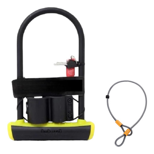 Kit Candado U Onguard 8153 Amarillo + Cable Alargador Bici