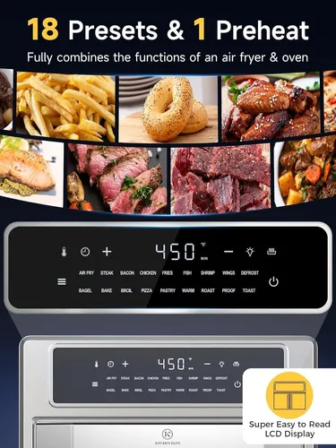 Combo Horno Tostador Y Freidora De Aire 26.4 Litros 18 En 1