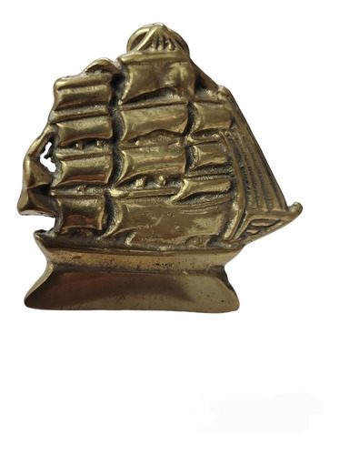 Imagen 1 de 3 de Llamador Para Puerta En Forma De Velero En Bronce Pulido