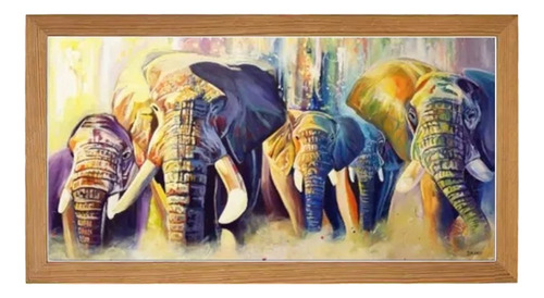 Pintura De Diamantes 5d Diy Familia De Elefantes 40x60cm