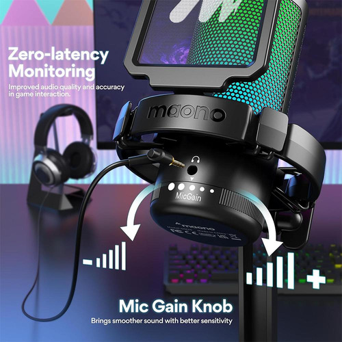 Microfone Condensador Gamer Maono Dgm20 rgb Pto C/suporte Usb Cor Preto