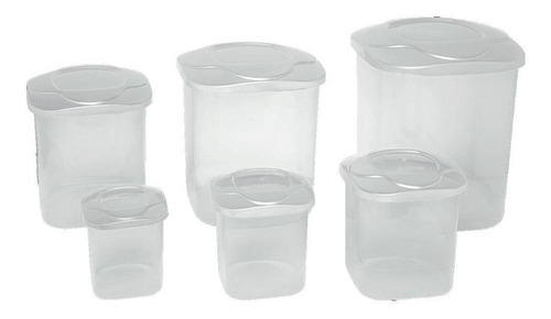 Conjunto Com 6 Potes Mantimento Quadrados