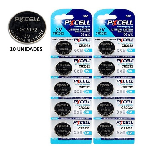 Imagen 1 de 2 de Pilas Cr2032 Blister De 5unid 3v Pkcell Lithium Pack 10pilas