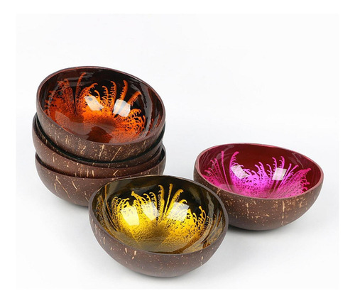 Coconut Bowl Storage Bowl Pearl Inlaid Serving Bowl Orange