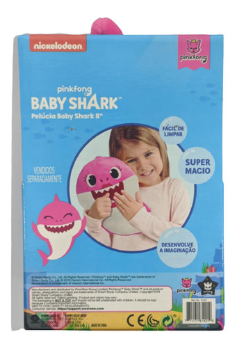 Imagem 4 de 5 de Pelúcia Baby Shark - Rosa Pink 20cm - Bebê Tubarão - Sunny