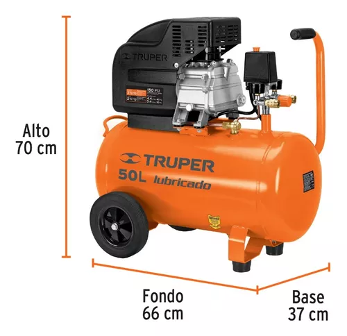 Compresor de aire eléctrico portátil Truper COMP-KIT50 monofásico 50L 2.5hp  127V 60Hz naranja