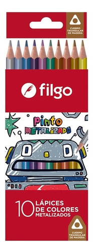 Lapices Color Filgo Pinto Metal Metalizados Largos Caja X 10