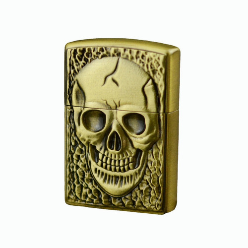 Encendedor Tipo Cromo Personalizado Calavera Dorada  Z1138